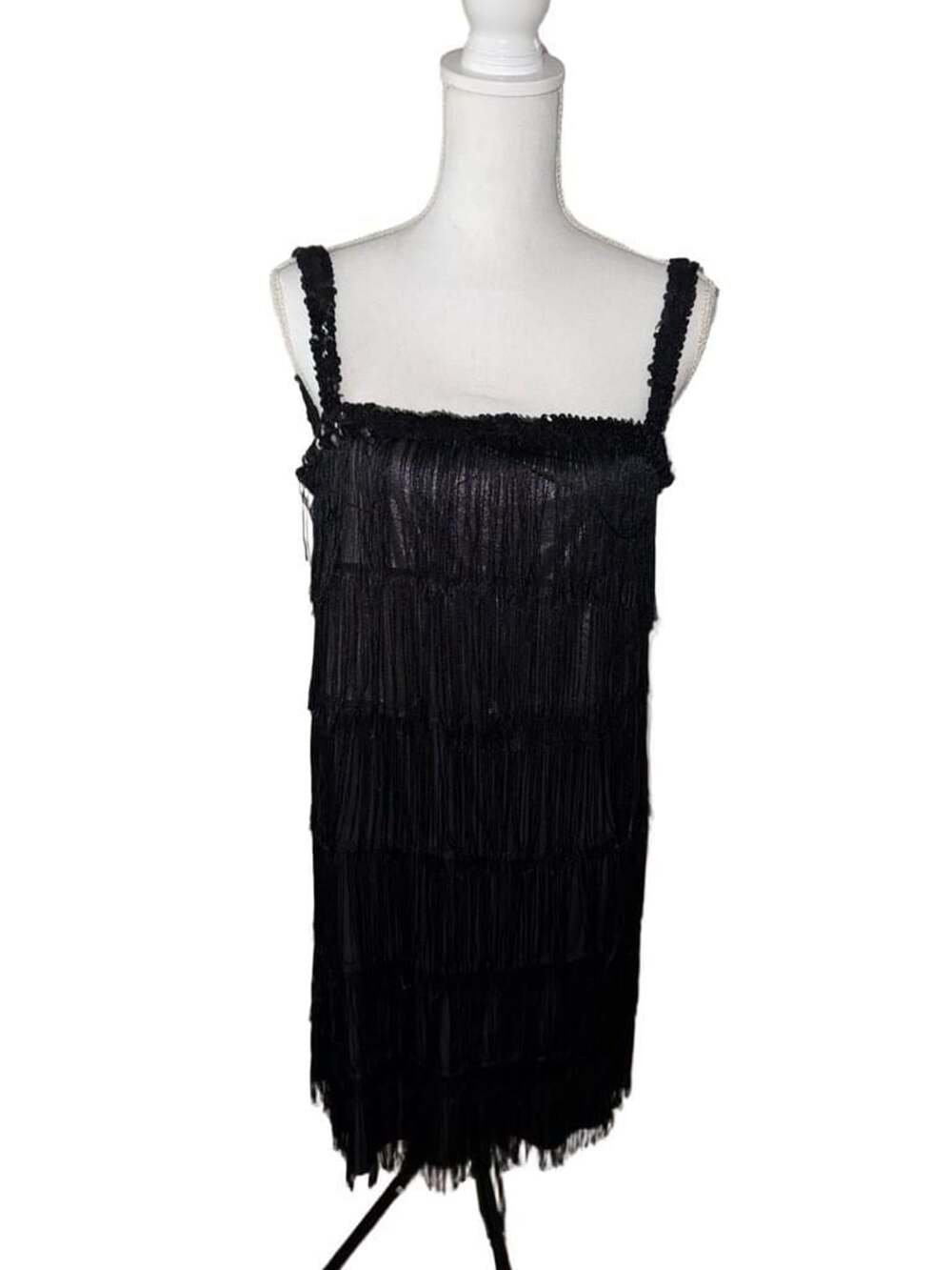 Costumes USA Flapper Dress Size X-Large 14-16 Black Fringe Sequin Costume